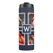 モノグラム独自のフォトコラージュブルーを追加 タンブラー (正面)