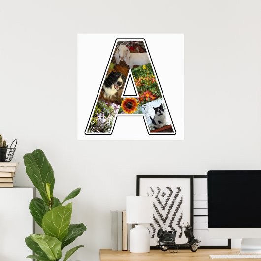 モノグラム独自の6カスタム枚の写真コラージュを作成 ポスター (ホームオフィス)