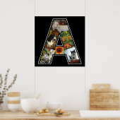 モノグラム独自の6フォトコラージブラックを作成 ポスター (キッチン)