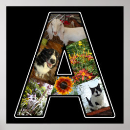 モノグラム独自の6フォトコラージブラックを作成 ポスター