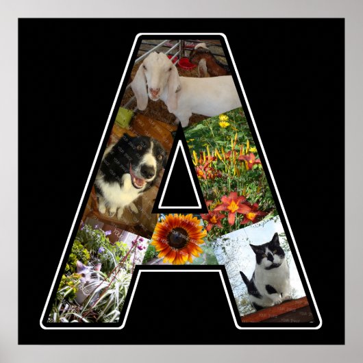 モノグラム独自の6フォトコラージブラックを作成 ポスター (正面)