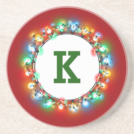 モノグラム独身のイニシャルインホリデーライト コースター (正面)