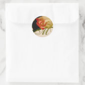 モノグラム独身のMバラ結婚ステッカー ラウンドシール (バッグ)