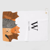 モノグラム猫 ゴルフタオル (横)