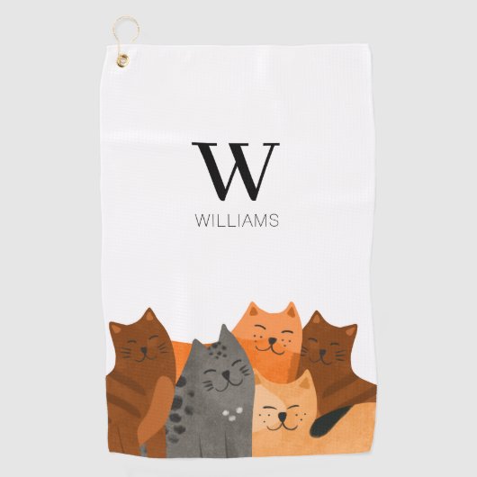 モノグラム猫 ゴルフタオル (正面)