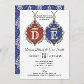 モノグラム王室のカップルウェディングシャワー招待状 招待状 (正面/裏面)