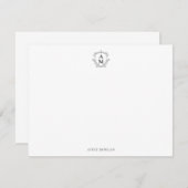 モノグラム王室のクレストクラシックブラックパーソナライズされた ノートカード (正面/裏面)