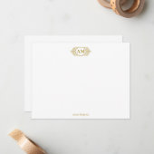 モノグラム王室のクレストラグジュアリー金ゴールドパーソナライズされた ノートカード (正面/裏面インサイチュ)