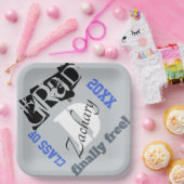 モノグラム王室のシルバーブルー卒業 ペーパープレート (パーティー)