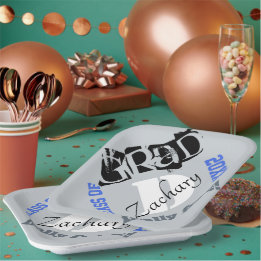 モノグラム王室のシルバーブルー卒業 ペーパープレート