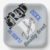 モノグラム王室のシルバーブルー卒業 ペーパープレート (正面)