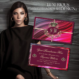 モノグラム王室のノーブリー付きピンクブルゴーニュ金ゴールドクラウン 名刺