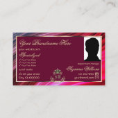 モノグラム王室のフォト付きピンクのブルゴーニュ金ゴールドクラウン 名刺 (裏面)