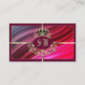 モノグラム王室のフォト付きピンクのブルゴーニュ金ゴールドクラウン 名刺 (正面)