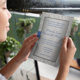 モノグラム王室のブルーシルバースワール結婚ズ 招待状