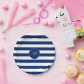 モノグラム王室のブルーストライプの ペーパープレート (パーティー)