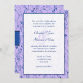 モノグラム王室のブルー薄紫スワール結婚式の招待 招待状 (正面/裏面)