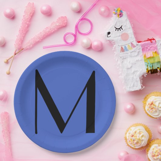 モノグラム王室の深いブモダンラック名の追加イニシャル ペーパープレート (パーティー)