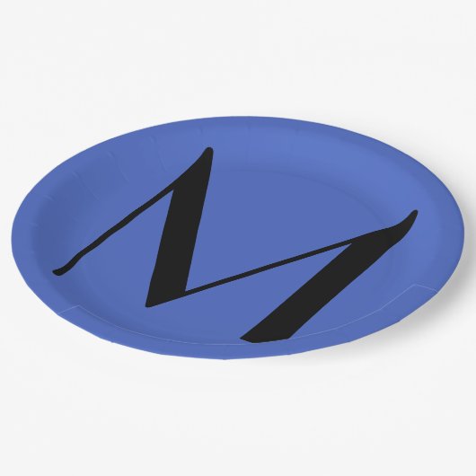 モノグラム王室の深いブモダンラック名の追加イニシャル ペーパープレート (アングル)