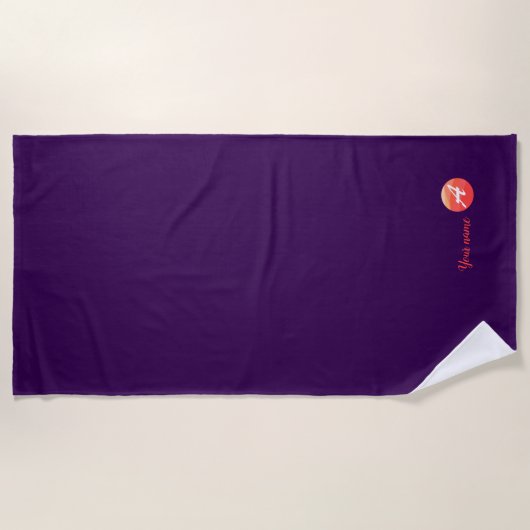 モノグラム珊瑚波状紫のビーチタオル ビーチタオル (正面)
