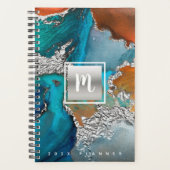 モノグラム瑪瑙の水カラー銀ターコイズオレンジ プランナー手帳 (正面)