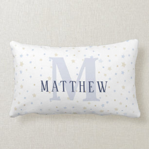 モノグラム男の赤ちゃんネービー子供部屋デコール枕 ランバークッション