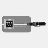 モノグラム男らしエグゼクティブスタイル – シルバーグレー ラゲッジタグ (正面横)