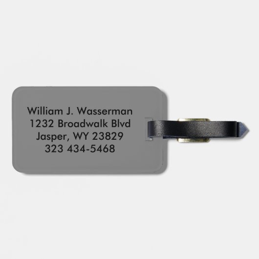 モノグラム男らしエグゼクティブスタイル – シルバーグレー ラゲッジタグ (裏面横)