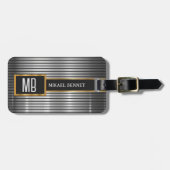 モノグラム男らしエグゼクティブスタイル – シルバーメタル ラゲッジタグ (正面横)
