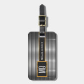 モノグラム男らしエグゼクティブスタイル – シルバーメタル ラゲッジタグ (正面縦)