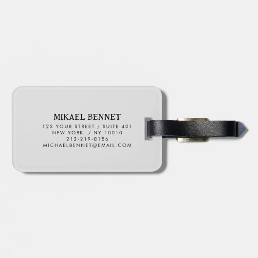 モノグラム男らしエグゼクティブスタイル – シルバーメタル ラゲッジタグ (裏面横)