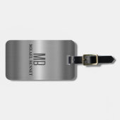モノグラム男らしエグゼクティブスタイル – シルバーメタル ラゲッジタグ (正面横)