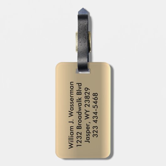 モノグラム男らしエグゼクティブスタイル-フェイク金ゴールド ラゲッジタグ (裏面縦)