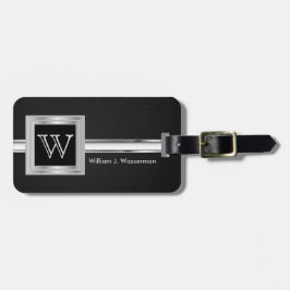 モノグラム男らしエグゼクティブスタイル – ブラックレザー ラゲッジタグ