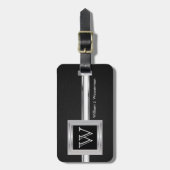 モノグラム男らしエグゼクティブスタイル – ブラックレザー ラゲッジタグ (正面縦)