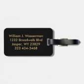 モノグラム男らしエグゼクティブスタイル – ブラック&金ゴールド ラゲッジタグ (裏面横)