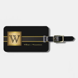 モノグラム男らしエグゼクティブスタイル – ブラック&金ゴールド ラゲッジタグ