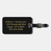 モノグラム男らしエグゼクティブスタイル – ブラック&金ゴールド ラゲッジタグ (裏面横)