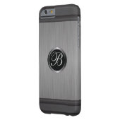 モノグラム男らしブラックスチールメタリックルック Case-Mate iPhoneケース (裏面左)