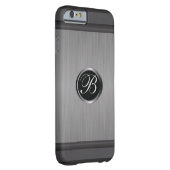 モノグラム男らしブラックスチールメタリックルック Case-Mate iPhoneケース (裏面/右)