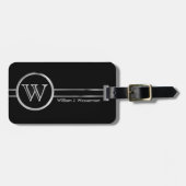 モノグラム男らしブラック&シルバースタイル ラゲッジタグ (正面横)