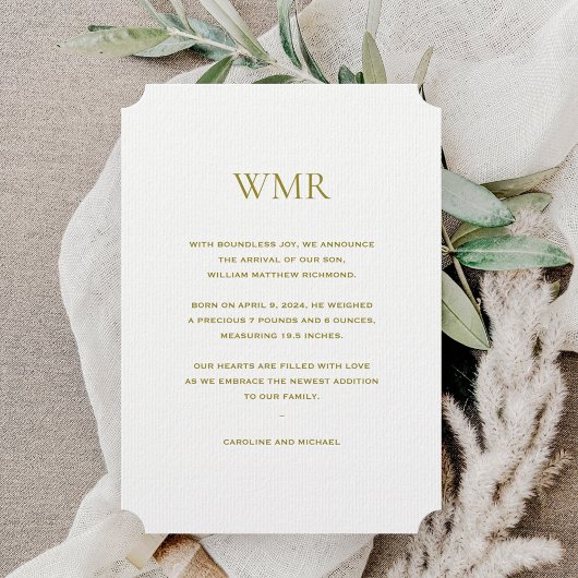 モノグラム男女兼用誕生 案内状