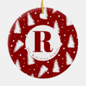 モノグラム白いクリスマスツリー セラミックオーナメント (裏面)