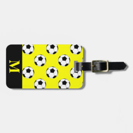 モノグラム白サッカーサッカーボール、黄色 ラゲッジタグ