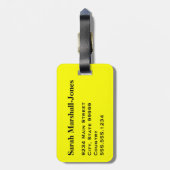 モノグラム白サッカーサッカーボール、黄色 ラゲッジタグ (裏面縦)