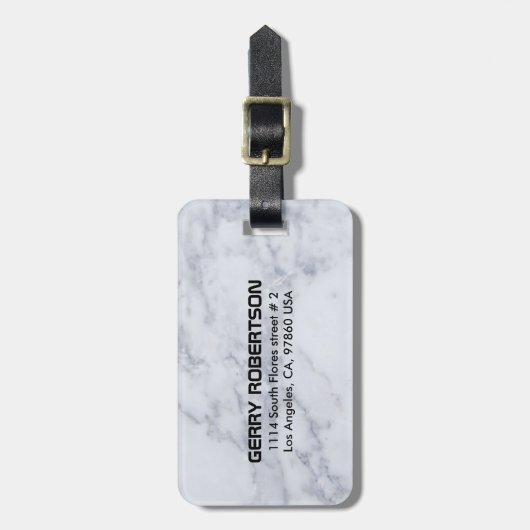 モノグラム白フェイク大理石模様 ラゲッジタグ (正面縦)
