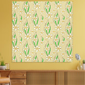 モノグラム白フローラベージュ背景 キャンバスプリント (インサイチュ (リビング))