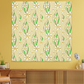 モノグラム白フローラベージュ背景 キャンバスプリント (インサイチュ (リビング))