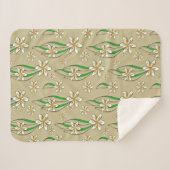 モノグラム白フローラベージュ背景 シェルパブランケット (正面(横))