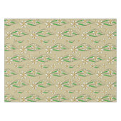 モノグラム白フローラベージュ背景 テーブルクロス (正面(横))